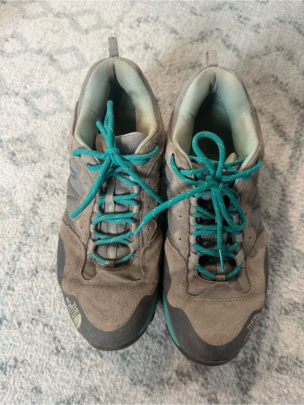 The North Face Gray Hiking Shoes with Teal Accents